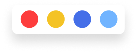 Red, yellow, blue and turquoise circles representing different colours for a t-shirt printing design.